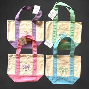 Bundle of 4 Trader Joe’s mini tote bags NEW EASTER COLORS